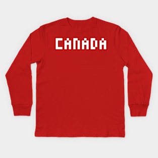 Pixel Canada White Letters Kids Long Sleeve T-Shirt